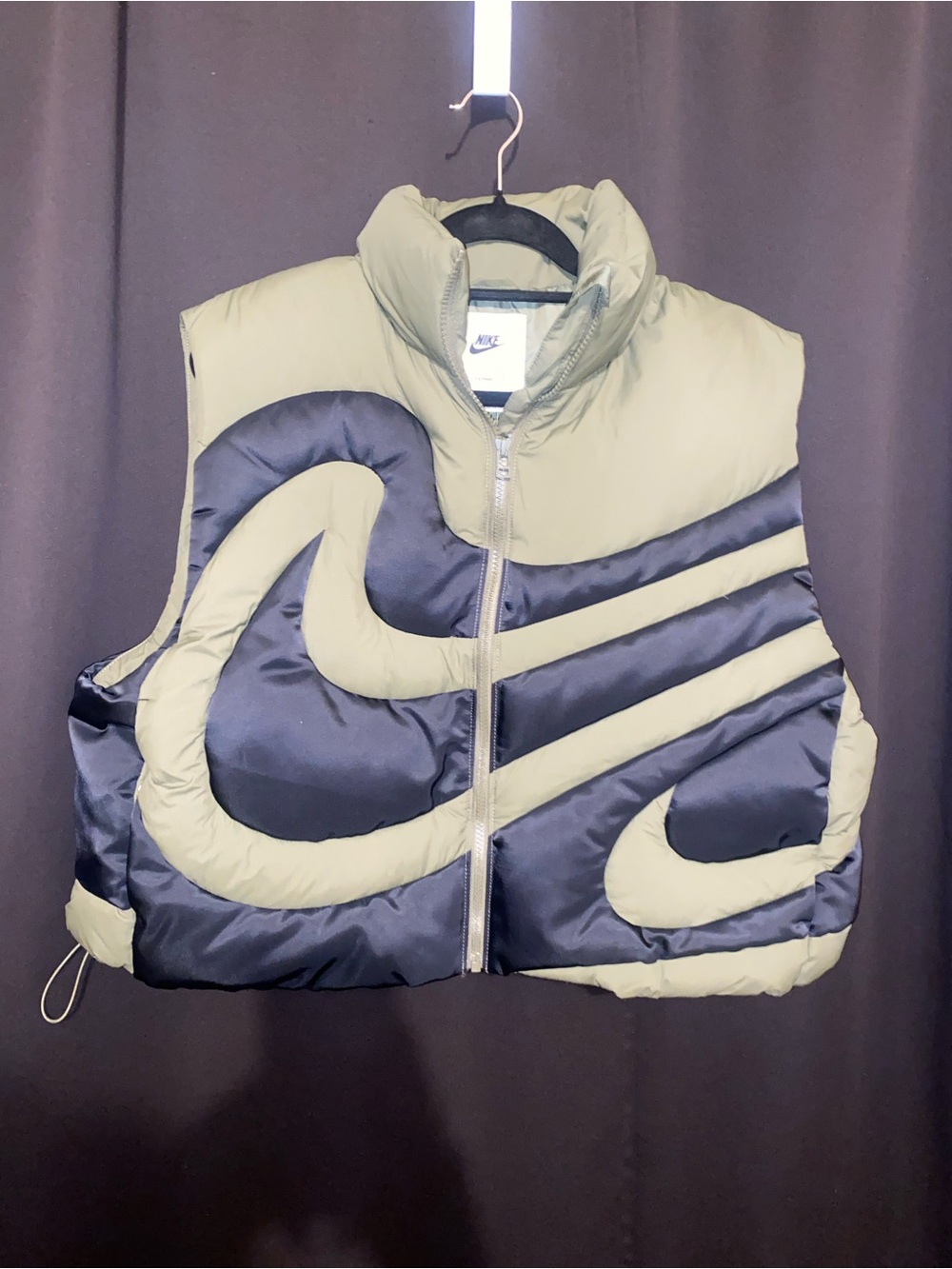 Nike Women's Sportswear Swoosh Series Oversized Down Vest - Olive/Black - Picture 2 of 11